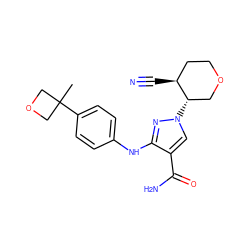 CC1(c2ccc(Nc3nn([C@H]4COCC[C@@H]4C#N)cc3C(N)=O)cc2)COC1 ZINC000220698423