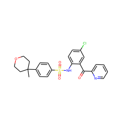 CC1(c2ccc(S(=O)(=O)Nc3ccc(Cl)cc3C(=O)c3ccccn3)cc2)CCOCC1 ZINC000113625924