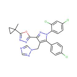 CC1(c2nnc(-c3nn(-c4ccc(Cl)cc4Cl)c(-c4ccc(Cl)cc4)c3Cn3cncn3)o2)CC1 ZINC000049877494