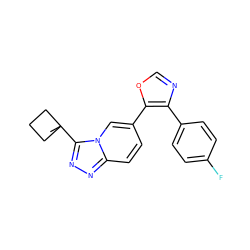 CC1(c2nnc3ccc(-c4ocnc4-c4ccc(F)cc4)cn23)CCC1 ZINC000014961298