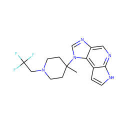 CC1(n2cnc3cnc4[nH]ccc4c32)CCN(CC(F)(F)F)CC1 ZINC000095574817