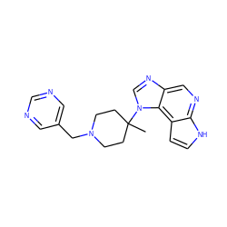 CC1(n2cnc3cnc4[nH]ccc4c32)CCN(Cc2cncnc2)CC1 ZINC000095573682