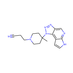 CC1(n2nnc3cnc4[nH]ccc4c32)CCN(CCC#N)CC1 ZINC000096271458