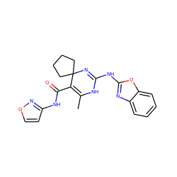 CC1=C(C(=O)Nc2ccon2)C2(CCCC2)N=C(Nc2nc3ccccc3o2)N1 ZINC000139372124