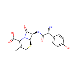 CC1=C(C(=O)O)N2C(=O)[C@@H](NC(=O)[C@H](N)c3ccc(O)cc3)[C@H]2SC1 ZINC000003830391