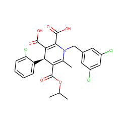 CC1=C(C(=O)OC(C)C)[C@@H](c2ccccc2Cl)C(C(=O)O)=C(C(=O)O)N1Cc1cc(Cl)cc(Cl)c1 ZINC000027076810