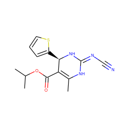 CC1=C(C(=O)OC(C)C)[C@@H](c2cccs2)NC(=NC#N)N1 ZINC001772632191