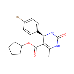 CC1=C(C(=O)OC2CCCC2)[C@@H](c2ccc(Br)cc2)NC(=O)N1 ZINC000000757965