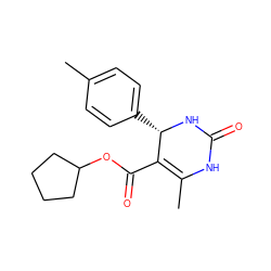 CC1=C(C(=O)OC2CCCC2)[C@H](c2ccc(C)cc2)NC(=O)N1 ZINC000000124016