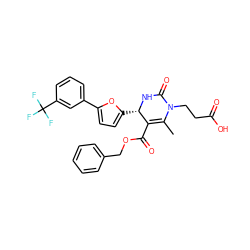 CC1=C(C(=O)OCc2ccccc2)[C@H](c2ccc(-c3cccc(C(F)(F)F)c3)o2)NC(=O)N1CCC(=O)O ZINC000299860018