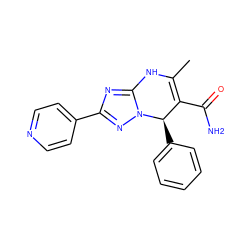 CC1=C(C(N)=O)[C@@H](c2ccccc2)n2nc(-c3ccncc3)nc2N1 ZINC000013123540