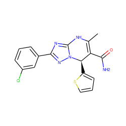 CC1=C(C(N)=O)[C@@H](c2cccs2)n2nc(-c3cccc(Cl)c3)nc2N1 ZINC000013123640