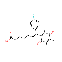 CC1=C(C)C(=O)C([C@@H](CCCCCC(=O)O)c2ccc(F)cc2)=C(C)C1=O ZINC000036190179