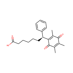 CC1=C(C)C(=O)C([C@@H](CCCCCC(=O)O)c2ccccc2)=C(C)C1=O ZINC000008437239