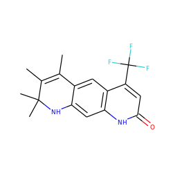 CC1=C(C)C(C)(C)Nc2cc3[nH]c(=O)cc(C(F)(F)F)c3cc21 ZINC000013778400