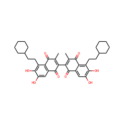 CC1=C(C2=C(C)C(=O)c3c(cc(O)c(O)c3CCC3CCCCC3)C2=O)C(=O)c2cc(O)c(O)c(CCC3CCCCC3)c2C1=O ZINC000064527664