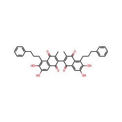 CC1=C(C2=C(C)C(=O)c3c(cc(O)c(O)c3CCCc3ccccc3)C2=O)C(=O)c2cc(O)c(O)c(CCCc3ccccc3)c2C1=O ZINC000072147746