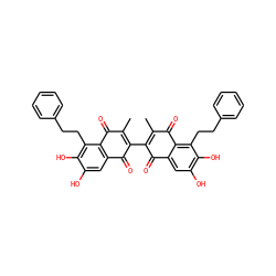 CC1=C(C2=C(C)C(=O)c3c(cc(O)c(O)c3CCc3ccccc3)C2=O)C(=O)c2cc(O)c(O)c(CCc3ccccc3)c2C1=O ZINC000064235621