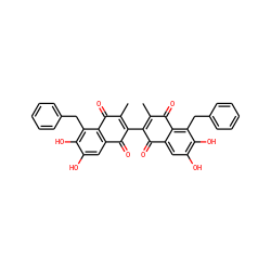 CC1=C(C2=C(C)C(=O)c3c(cc(O)c(O)c3Cc3ccccc3)C2=O)C(=O)c2cc(O)c(O)c(Cc3ccccc3)c2C1=O ZINC000064527171