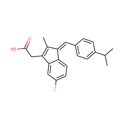 CC1=C(CC(=O)O)c2cc(F)ccc2/C1=C\c1ccc(C(C)C)cc1 ZINC000064633831