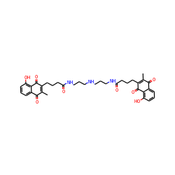 CC1=C(CCCC(=O)NCCCNCCCNC(=O)CCCC2=C(C)C(=O)c3cccc(O)c3C2=O)C(=O)c2c(O)cccc2C1=O ZINC000037858538