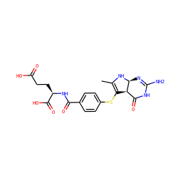 CC1=C(Sc2ccc(C(=O)N[C@H](CCC(=O)O)C(=O)O)cc2)[C@@H]2C(=O)NC(N)=N[C@@H]2N1 ZINC000169358597