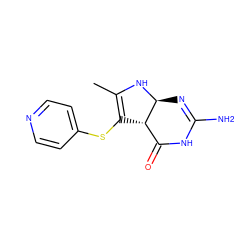 CC1=C(Sc2ccncc2)[C@H]2C(=O)NC(N)=N[C@@H]2N1 ZINC000100046987