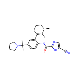 CC1=C(c2cc(C(C)(C)N3CCCC3)ccc2NC(=O)c2ncc(C#N)[nH]2)CCC[C@H]1C ZINC000231565807