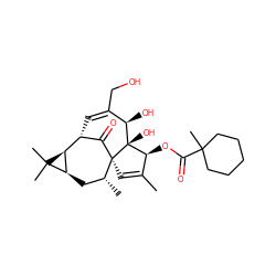 CC1=C[C@]23C(=O)[C@@H](C=C(CO)[C@@H](O)[C@]2(O)[C@H]1OC(=O)C1(C)CCCCC1)[C@H]1[C@@H](C[C@H]3C)C1(C)C ZINC000103148827