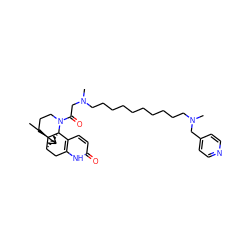 CC1=C[C@H]2Cc3[nH]c(=O)ccc3[C@@]3(C1)[C@@H]2CCCN3C(=O)CN(C)CCCCCCCCCCN(C)Cc1ccncc1 ZINC000028714102