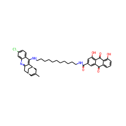 CC1=C[C@H]2Cc3nc4cc(Cl)ccc4c(NCCCCCCCCCCCNC(=O)c4cc(O)c5c(c4)C(=O)c4cccc(O)c4C5=O)c3[C@@H](C1)C2 ZINC000169306607