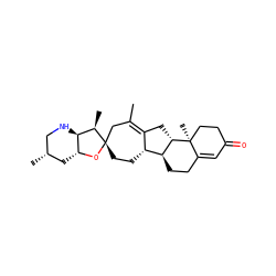 CC1=C2C[C@H]3[C@@H](CCC4=CC(=O)CC[C@@]43C)[C@@H]2CC[C@@]2(C1)O[C@@H]1C[C@H](C)CN[C@H]1[C@H]2C ZINC000035879268