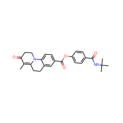 CC1=C2CCc3cc(C(=O)Oc4ccc(C(=O)NC(C)(C)C)cc4)ccc3N2CCC1=O ZINC000028352987