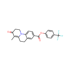 CC1=C2CCc3cc(C(=O)Oc4ccc(C(F)(F)F)cc4)ccc3N2CCC1=O ZINC000028349174