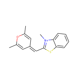 CC1=CC(=Cc2sc3ccccc3[n+]2C)C=C(C)O1 ZINC000004750681