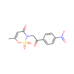 CC1=CC(=O)N(CC(=O)c2ccc([N+](=O)[O-])cc2)S(=O)(=O)O1 ZINC000653686884