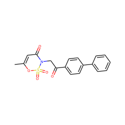 CC1=CC(=O)N(CC(=O)c2ccc(-c3ccccc3)cc2)S(=O)(=O)O1 ZINC000653686896