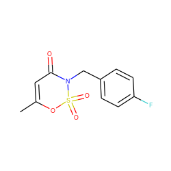 CC1=CC(=O)N(Cc2ccc(F)cc2)S(=O)(=O)O1 ZINC000653686926