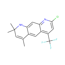 CC1=CC(C)(C)Nc2cc3nc(Cl)cc(C(F)(F)F)c3cc21 ZINC000027407290