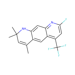 CC1=CC(C)(C)Nc2cc3nc(F)cc(C(F)(F)F)c3cc21 ZINC000027407295