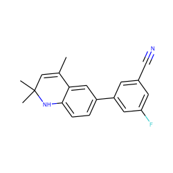 CC1=CC(C)(C)Nc2ccc(-c3cc(F)cc(C#N)c3)cc21 ZINC000000017348