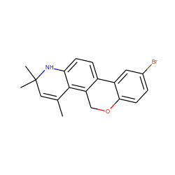 CC1=CC(C)(C)Nc2ccc3c(c21)COc1ccc(Br)cc1-3 ZINC000013490440