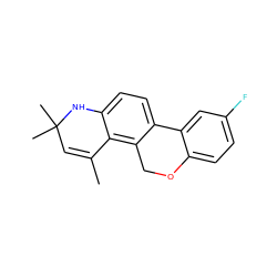 CC1=CC(C)(C)Nc2ccc3c(c21)COc1ccc(F)cc1-3 ZINC000013490438