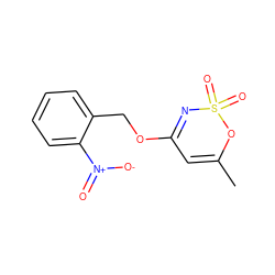 CC1=CC(OCc2ccccc2[N+](=O)[O-])=NS(=O)(=O)O1 ZINC000299827682