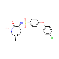 CC1=CC[C@@H](NS(=O)(=O)c2ccc(Oc3ccc(Cl)cc3)cc2)C(=O)N(O)C1 ZINC000073165424