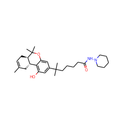 CC1=CC[C@@H]2[C@@H](C1)c1c(O)cc(C(C)(C)CCCCC(=O)NN3CCCCC3)cc1OC2(C)C ZINC000013781727