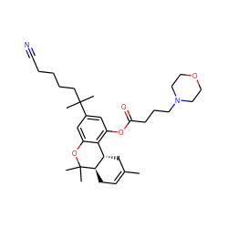 CC1=CC[C@@H]2[C@@H](C1)c1c(OC(=O)CCCN3CCOCC3)cc(C(C)(C)CCCCC#N)cc1OC2(C)C ZINC000033974936