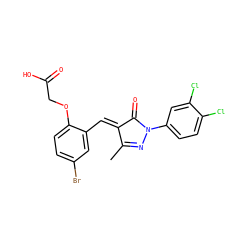 CC1=NN(c2ccc(Cl)c(Cl)c2)C(=O)/C1=C/c1cc(Br)ccc1OCC(=O)O ZINC000100147721