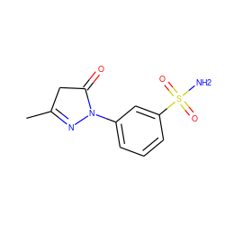 CC1=NN(c2cccc(S(N)(=O)=O)c2)C(=O)C1 ZINC000100044408