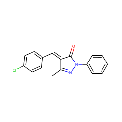 CC1=NN(c2ccccc2)C(=O)/C1=C/c1ccc(Cl)cc1 ZINC000100039540